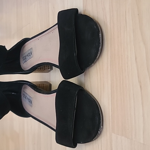 Steve Madden Darcie Black Suede Tassel Block heel Sandals Size 4 - Picture 5 of 10